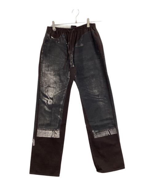 GAULTIER JEANS（ゴルチエジーンズ）GAULTIER JEANS (ゴルチエジーンズ) プリントイージーパンツ ブラック×ブラウン サイズ:40の古着・服飾アイテム