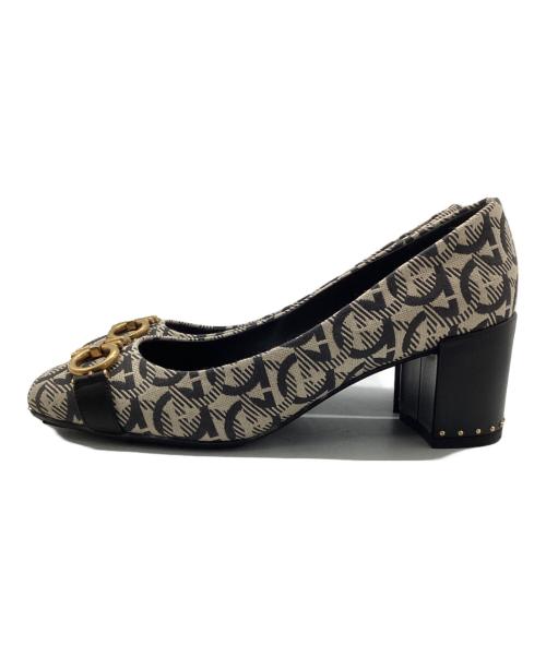 Salvatore Ferragamo（サルヴァトーレ フェラガモ）Salvatore Ferragamo (サルヴァトーレ フェラガモ) ヒールパンプス ベージュ×ブラック サイズ:7の古着・服飾アイテム