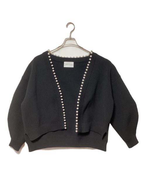 Adam et Rope（アダム エ ロペ）Adam et Rope (アダム エ ロペ) パール付きカーディガン ブラック サイズ:Freeの古着・服飾アイテム
