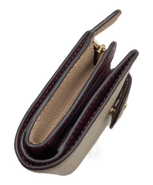 COACH（コーチ）COACH (コーチ) ミディアム コーナー ジウォレット ベージュ×ブラウンの古着・服飾アイテム