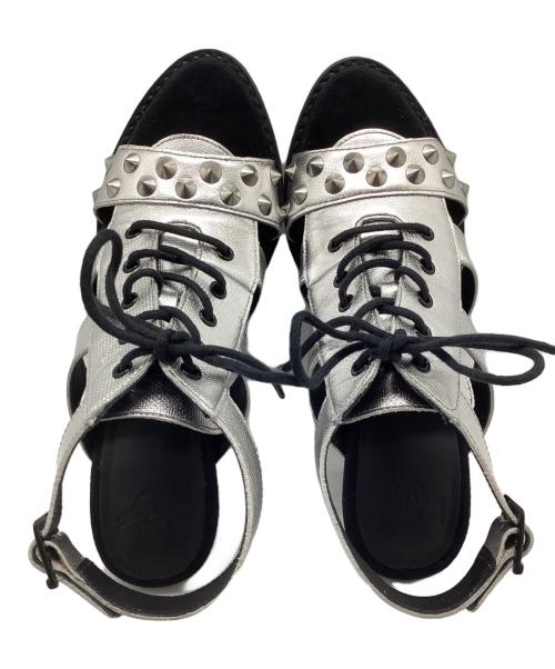 Dr.Martens（ドクターマーチン）Dr.Martens (ドクターマーチン) ヒールサンダル ブラック×シルバー サイズ:UK4の古着・服飾アイテム