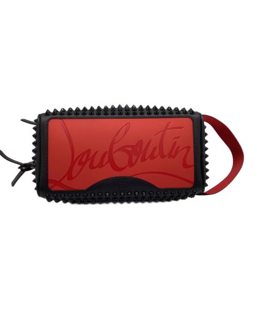 Christian Louboutin（クリスチャン・ルブタン）Christian Louboutin (クリスチャン・ルブタン) スタッズクラッチバッグ ブラック×レッドの古着・服飾アイテム