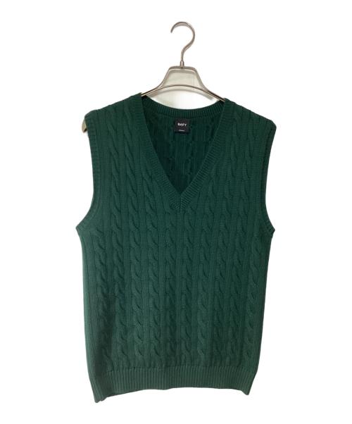BAFY（バフィー）BAFY (バフィー) BEAMS F (ビームスエフ) ケーブルニットベスト グリーン サイズ:48の古着・服飾アイテム