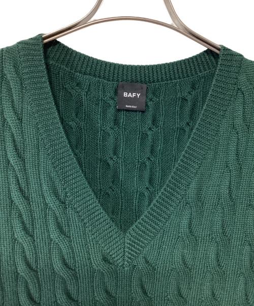 BAFY（バフィー）BAFY (バフィー) BEAMS F (ビームスエフ) ケーブルニットベスト グリーン サイズ:48の古着・服飾アイテム