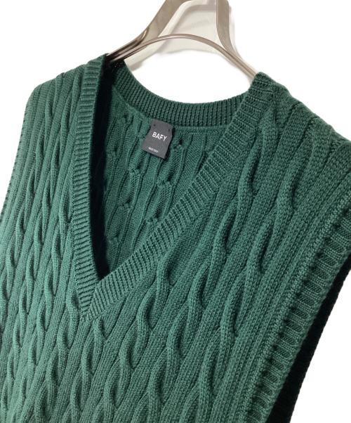 BAFY（バフィー）BAFY (バフィー) BEAMS F (ビームスエフ) ケーブルニットベスト グリーン サイズ:48の古着・服飾アイテム