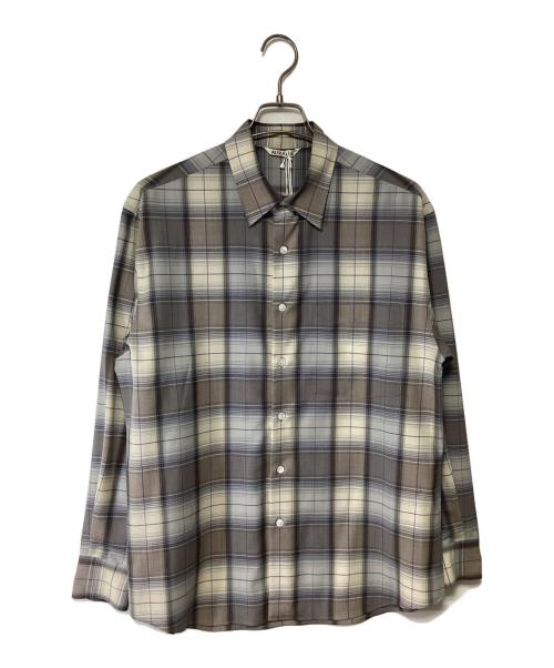 AURALEE（オーラリー）AURALEE (オーラリー) SUPER LIGHT WOOL CHECK SHIRT アイボリー×グレー×ブラウン サイズ:3の古着・服飾アイテム