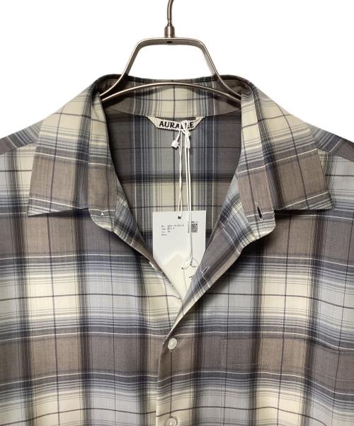 AURALEE（オーラリー）AURALEE (オーラリー) SUPER LIGHT WOOL CHECK SHIRT アイボリー×グレー×ブラウン サイズ:3の古着・服飾アイテム