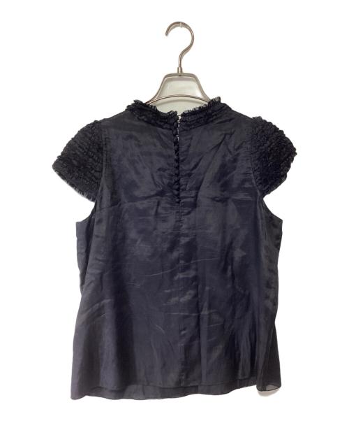 DRAWER（ドゥロワー）DRAWER (ドゥロワー) フリルピンタックブラウス ブラック サイズ:38の古着・服飾アイテム