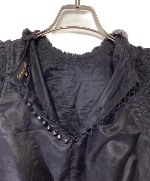 DRAWER（ドゥロワー）DRAWER (ドゥロワー) フリルピンタックブラウス ブラック サイズ:38の古着・服飾アイテム