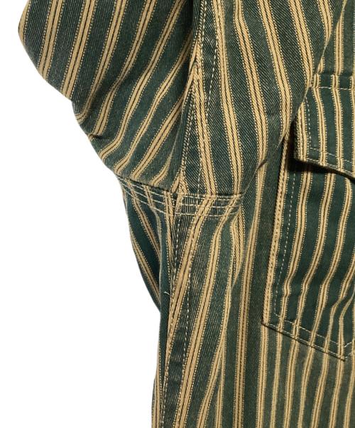 karaku（カラク）karaku (カラク) シャツジャケット グリーン×ブラウン サイズ:XLの古着・服飾アイテム
