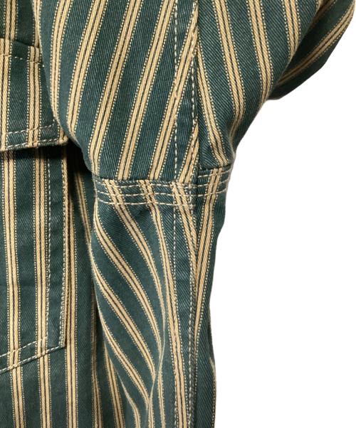 karaku（カラク）karaku (カラク) シャツジャケット グリーン×ブラウン サイズ:XLの古着・服飾アイテム