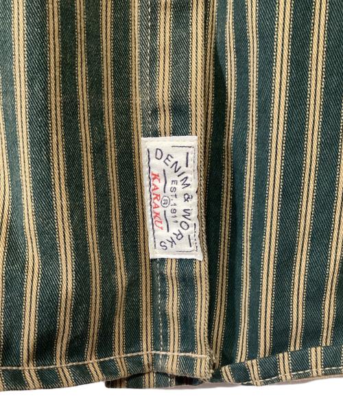 karaku（カラク）karaku (カラク) シャツジャケット グリーン×ブラウン サイズ:XLの古着・服飾アイテム
