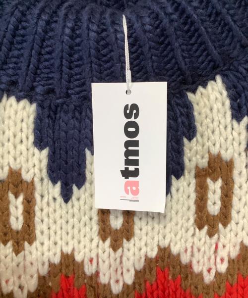 ATMOS（アトモス）ATMOS (アトモス) 厚手ニット レッド×アイボリー×ネイビー サイズ:FREEの古着・服飾アイテム