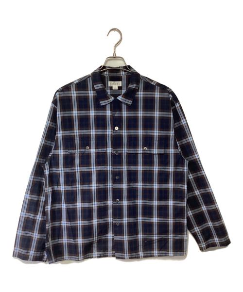 TONE（トーン）TONE (トーン) 長袖シャツ ネイビー×ブラウン サイズ:3の古着・服飾アイテム