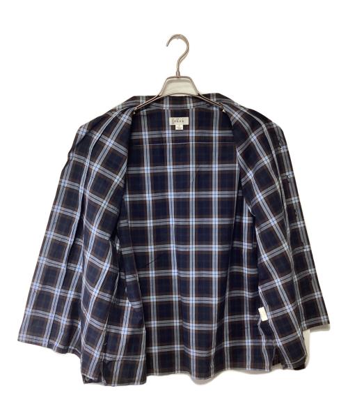 TONE（トーン）TONE (トーン) 長袖シャツ ネイビー×ブラウン サイズ:3の古着・服飾アイテム