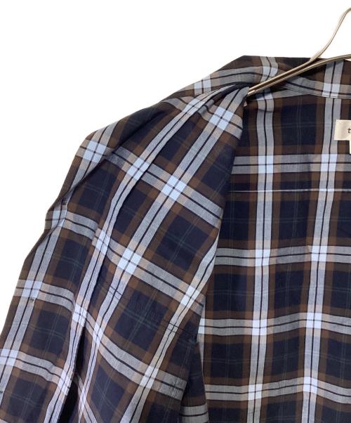 TONE（トーン）TONE (トーン) 長袖シャツ ネイビー×ブラウン サイズ:3の古着・服飾アイテム