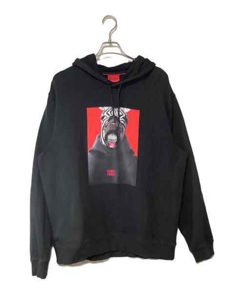 HUGO BOSS（ヒューゴ ボス）HUGO BOSS (ヒューゴ ボス) プルオーバーパーカー ブラック サイズ:XLの古着・服飾アイテム