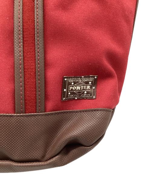 PORTER GIRL（ポーターガール）PORTER GIRL (ポーターガール) ボーイフレンドトートバッグ レッド×ブラウンの古着・服飾アイテム