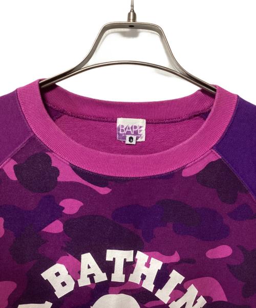 BAPE BY A BATHING APE（ベイプバイアベイシングエイプ）BAPE BY A BATHING APE (ベイプバイアベイシングエイプ) 半袖スウェット パープル×ピンク サイズ:Lの古着・服飾アイテム