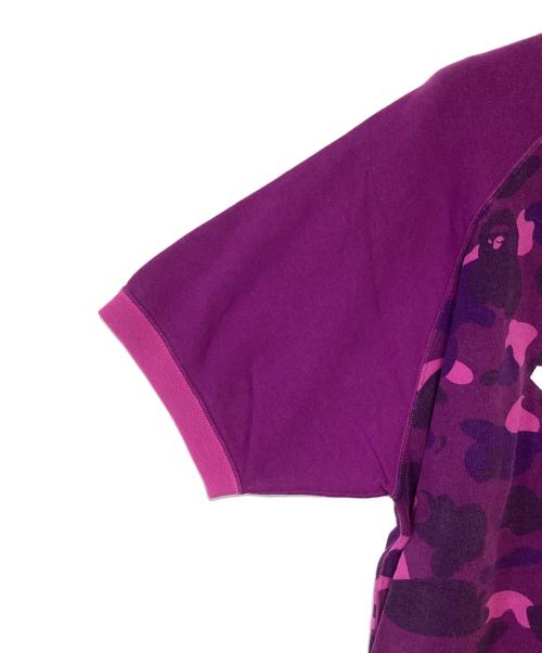 BAPE BY A BATHING APE（ベイプバイアベイシングエイプ）BAPE BY A BATHING APE (ベイプバイアベイシングエイプ) 半袖スウェット パープル×ピンク サイズ:Lの古着・服飾アイテム