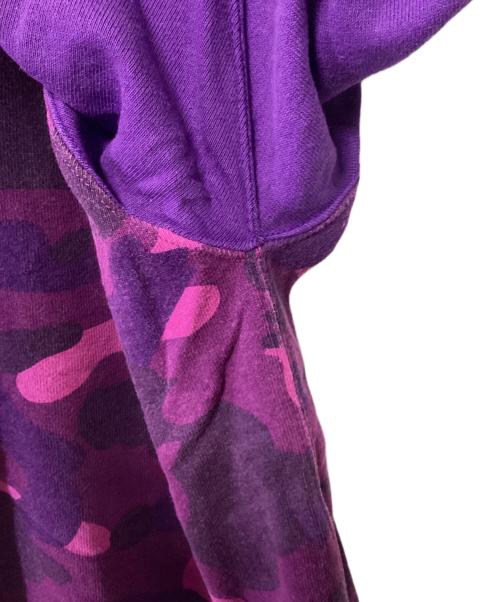 BAPE BY A BATHING APE（ベイプバイアベイシングエイプ）BAPE BY A BATHING APE (ベイプバイアベイシングエイプ) 半袖スウェット パープル×ピンク サイズ:Lの古着・服飾アイテム