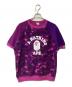 BAPE BY A BATHING APE（ベイプバイアベイシングエイプ）の古着「半袖スウェット」｜パープル×ピンク