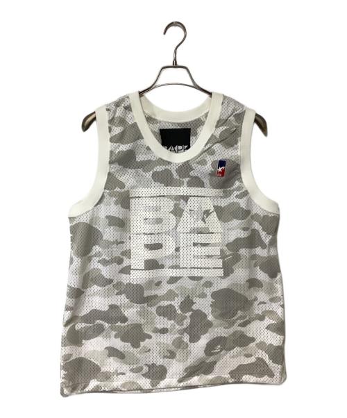 A BATHING APE（アベイシングエイプ）A BATHING APE (アベイシングエイプ) #06ゲームシャツ ホワイト×グレー サイズ:Lの古着・服飾アイテム