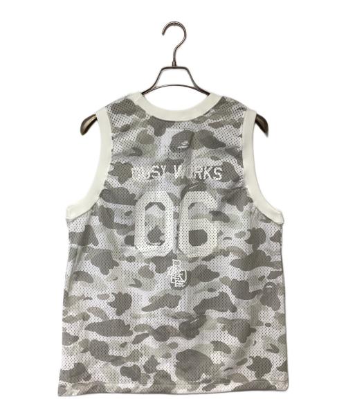 A BATHING APE（アベイシングエイプ）A BATHING APE (アベイシングエイプ) #06ゲームシャツ ホワイト×グレー サイズ:Lの古着・服飾アイテム