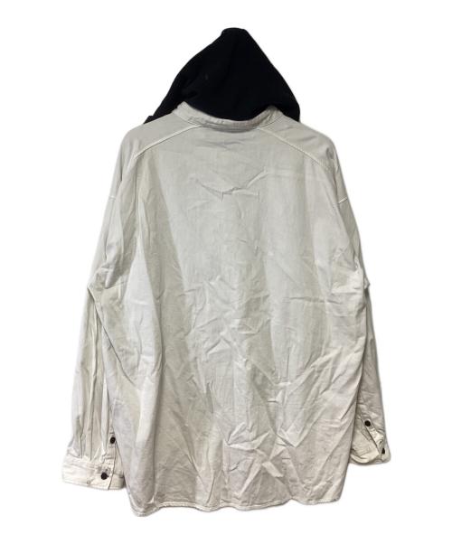 ANCELLM（アンセルム）ANCELLM (アンセルム) DENIM HOODIE SHIRT ホワイト×ブラック サイズ:2の古着・服飾アイテム