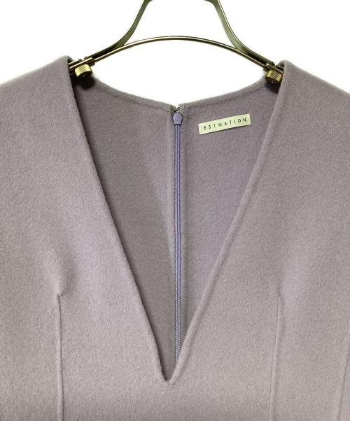 ESTNATION（エストネーション）ESTNATION (エストネーション) リバーVネックミニワンピース パープル サイズ:Fの古着・服飾アイテム