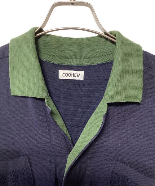 Coohem（コーヘン）Coohem (コーヘン) 薄手ニット ネイビー×グリーン サイズ:Mの古着・服飾アイテム