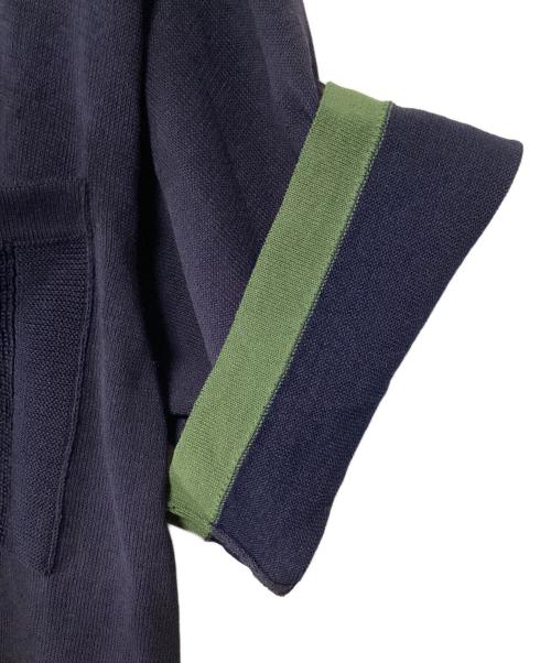 Coohem（コーヘン）Coohem (コーヘン) 薄手ニット ネイビー×グリーン サイズ:Mの古着・服飾アイテム