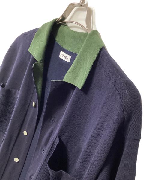 Coohem（コーヘン）Coohem (コーヘン) 薄手ニット ネイビー×グリーン サイズ:Mの古着・服飾アイテム