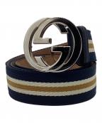 GUCCIグッチ）の古着「ベルト」｜ネイビー×ベージュ