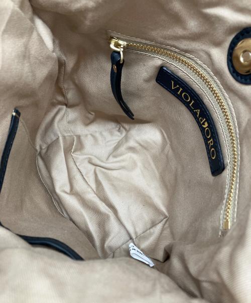 VIOLAd'ORO（ヴィオラドーロ）VIOLAd'ORO (ヴィオラドーロ) カゴバッグ ベージュ×ブラックの古着・服飾アイテム