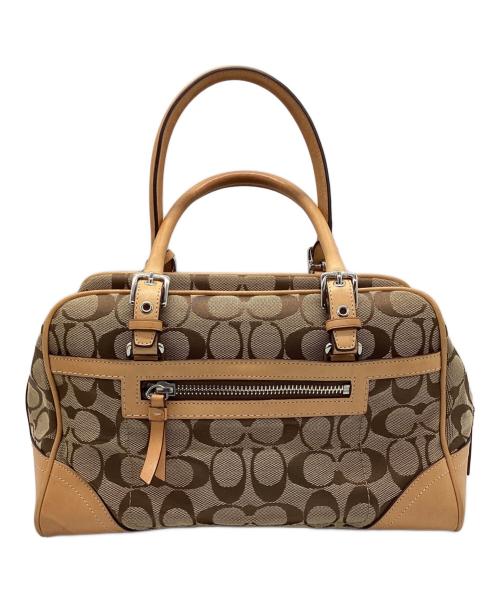COACH（コーチ）COACH (コーチ) ミニボストンバッグ ブラウン×ベージュの古着・服飾アイテム