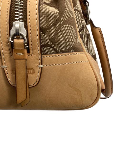 COACH（コーチ）COACH (コーチ) ミニボストンバッグ ブラウン×ベージュの古着・服飾アイテム