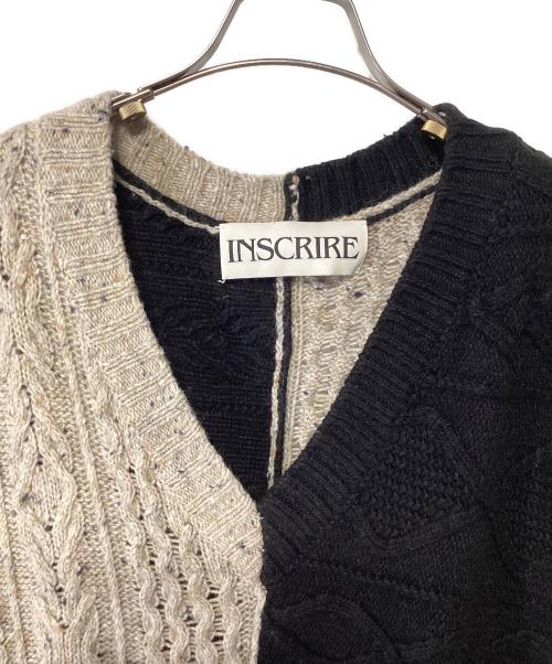 INSCRIRE（アンスクリア）INSCRIRE (アンスクリア) パッチワークニットベスト ブラック×ベージュ×ブラック サイズ:不明の古着・服飾アイテム