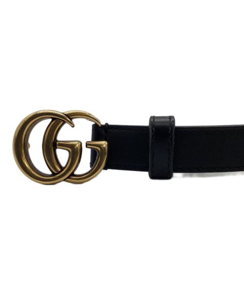 GUCCI（グッチ）GUCCI (グッチ) スリムベルト ブラック×ゴールドの古着・服飾アイテム