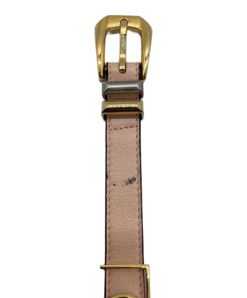 GIANNI VERSACE（ジャンニ・ヴェルサーチ）GIANNI VERSACE (ジャンニ・ヴェルサーチ) メデューサコインレザーベルト ピンク×ブラック サイズ:65/26の古着・服飾アイテム