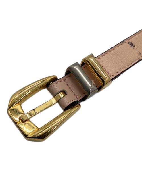 GIANNI VERSACE（ジャンニ・ヴェルサーチ）GIANNI VERSACE (ジャンニ・ヴェルサーチ) メデューサコインレザーベルト ピンク×ブラック サイズ:65/26の古着・服飾アイテム