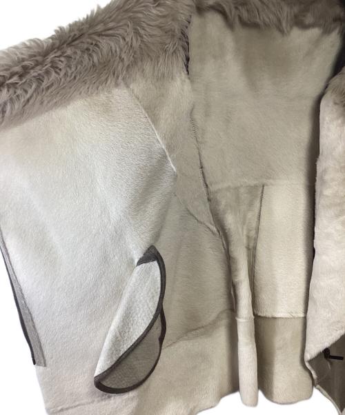 Karl Donoghue（カールドノヒュー）Karl Donoghue (カールドノヒュー) レザーライダースコート ベージュ×グレー サイズ:Mの古着・服飾アイテム
