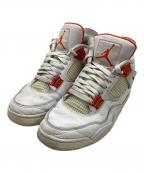 NIKEナイキ）の古着「AIR JORDAN 4 RETRO」｜ホワイト×オレンジ