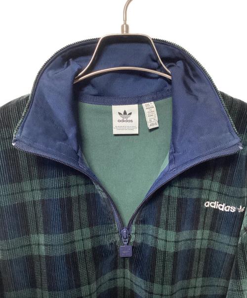 adidas（アディダス）adidas (アディダス) コーデュロイ タータン ハーフジップトップ グリーン×ブルー サイズ:Sの古着・服飾アイテム