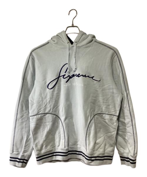SUPREME（シュプリーム）SUPREME (シュプリーム) 19SS Contrast Embroidered Hooded Sweatshirt ブルー サイズ:Lの古着・服飾アイテム