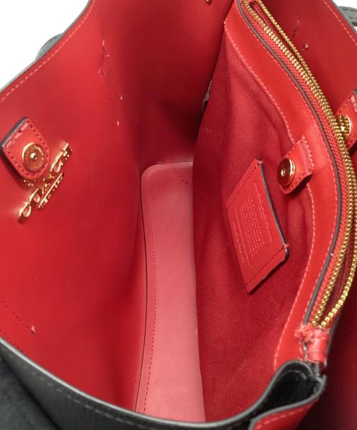 COACH（コーチ）COACH (コーチ) ハンドバッグ ブラック×レッドの古着・服飾アイテム