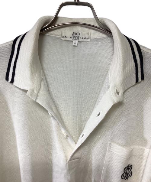 BALENCIAGA SPORTS（バレンシアガ）BALENCIAGA SPORTS (バレンシアガ) ニットポロシャツ ホワイト×ブラック サイズ:Lの古着・服飾アイテム