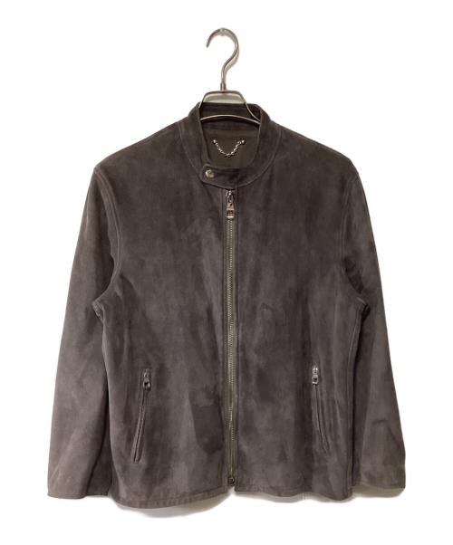 LOUIS VUITTON（ルイ ヴィトン）LOUIS VUITTON (ルイ ヴィトン) スエードシングルライダースジャケット チャコールグレー サイズ:48の古着・服飾アイテム