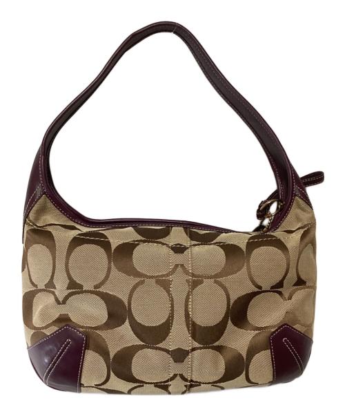 COACH（コーチ）COACH (コーチ) ワンショルダーバッグ パープル×ベージュの古着・服飾アイテム