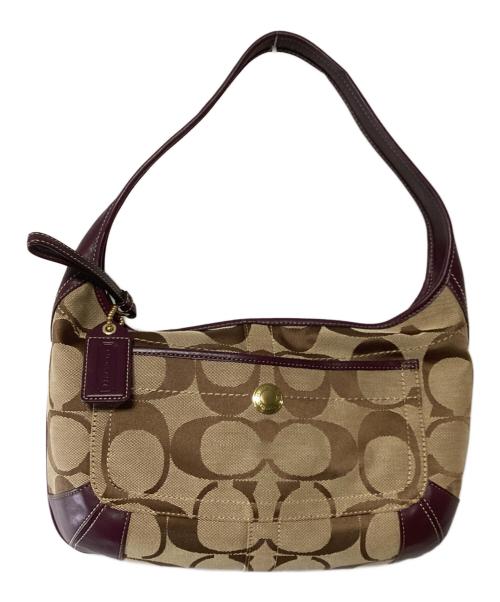 COACH（コーチ）COACH (コーチ) ワンショルダーバッグ パープル×ベージュの古着・服飾アイテム